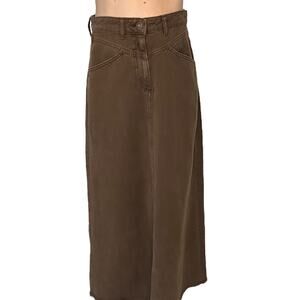 Free People Come As You Are Denim Maci Skirt Brown Western Boho Size 4 Small